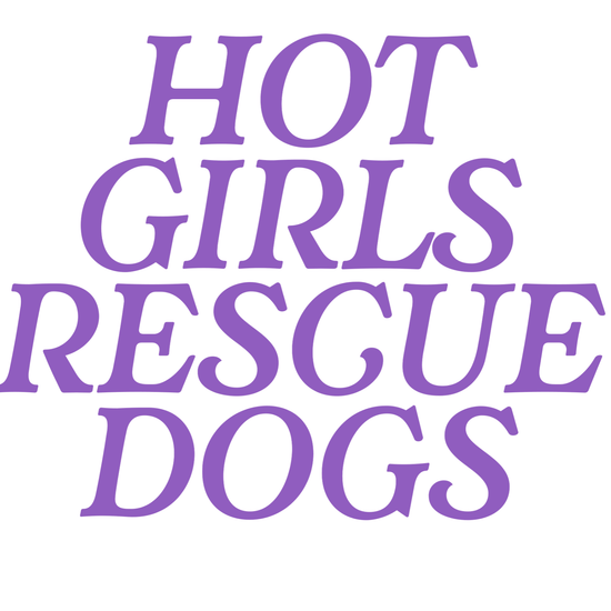 Purple text 'HOT GIRLS RESCUE DOGS' Sticker on a white background