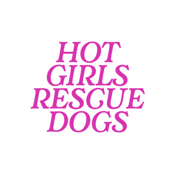 Pink text 'HOT GIRLS RESCUE DOGS' Stickers on a green background