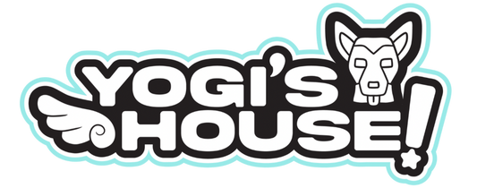 Logo of Yogi's House with a stylized dog face on a white background
