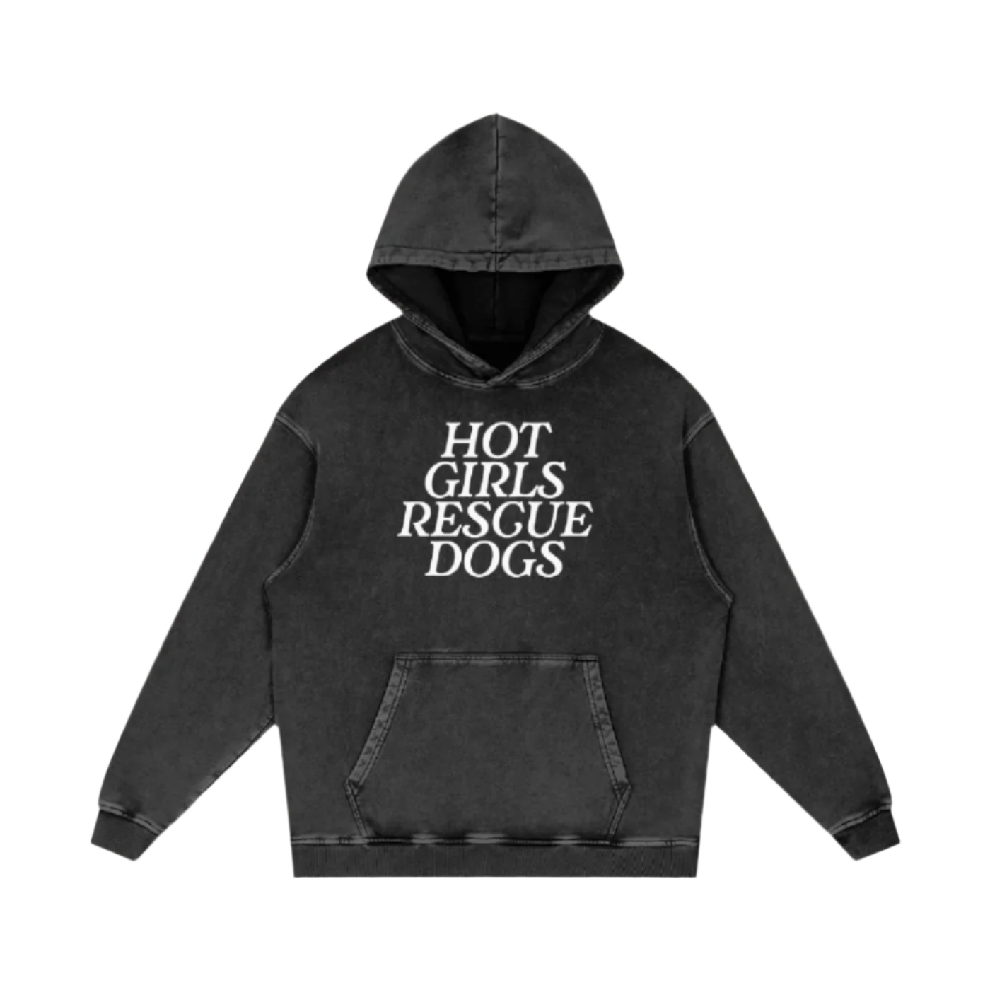Acid Wash Hot Girls Rescue Dogs Hoodie - Mutty Prints