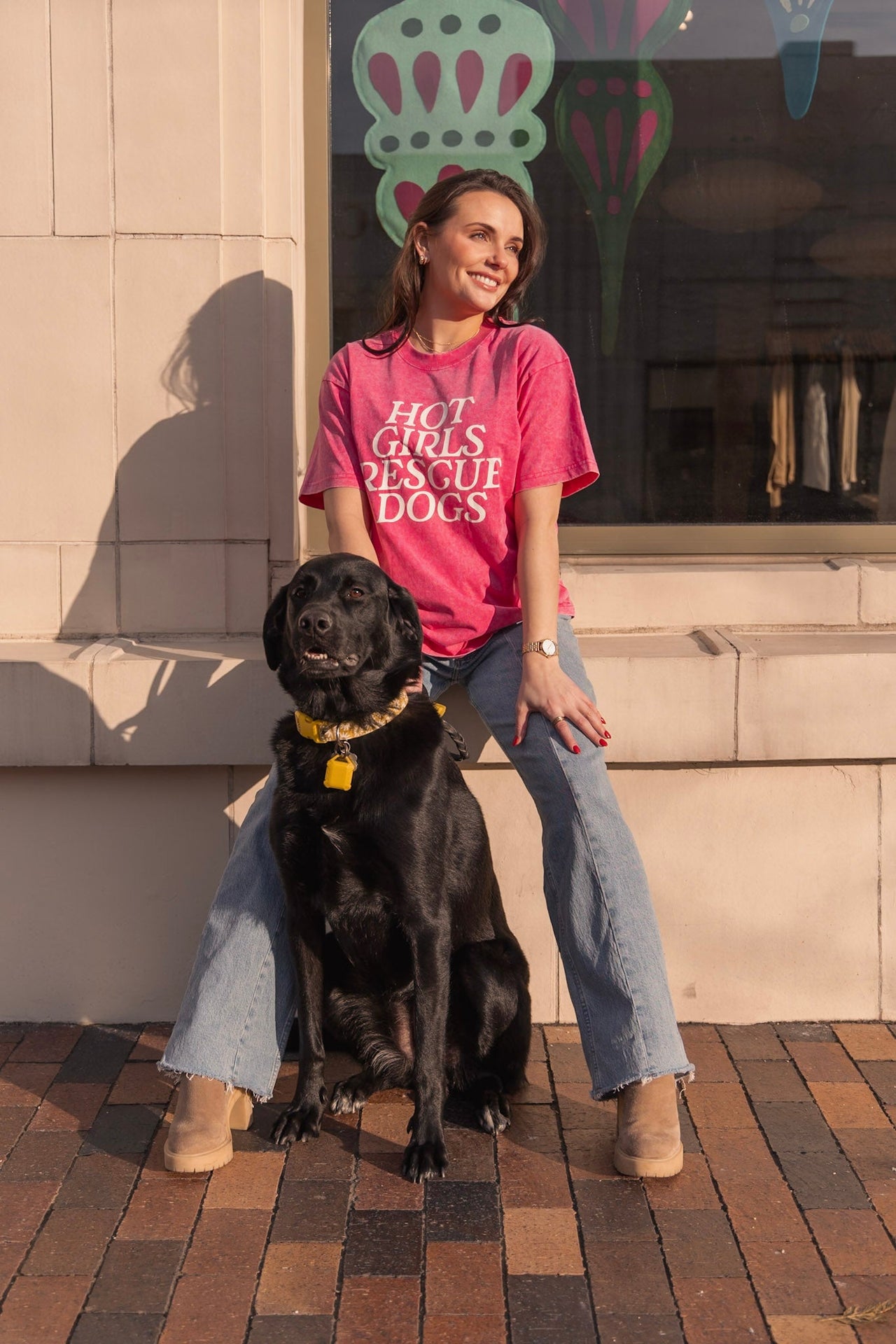 Hot Girls Rescue Dogs Tee - Pink - Mutty Prints