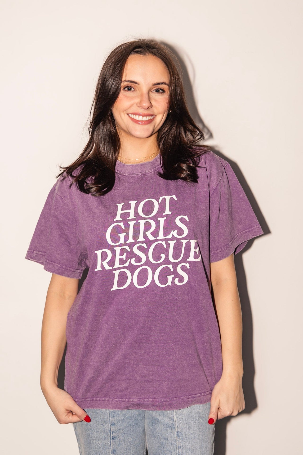 Hot Girls Rescue Dogs Tee - Purple - Mutty Prints