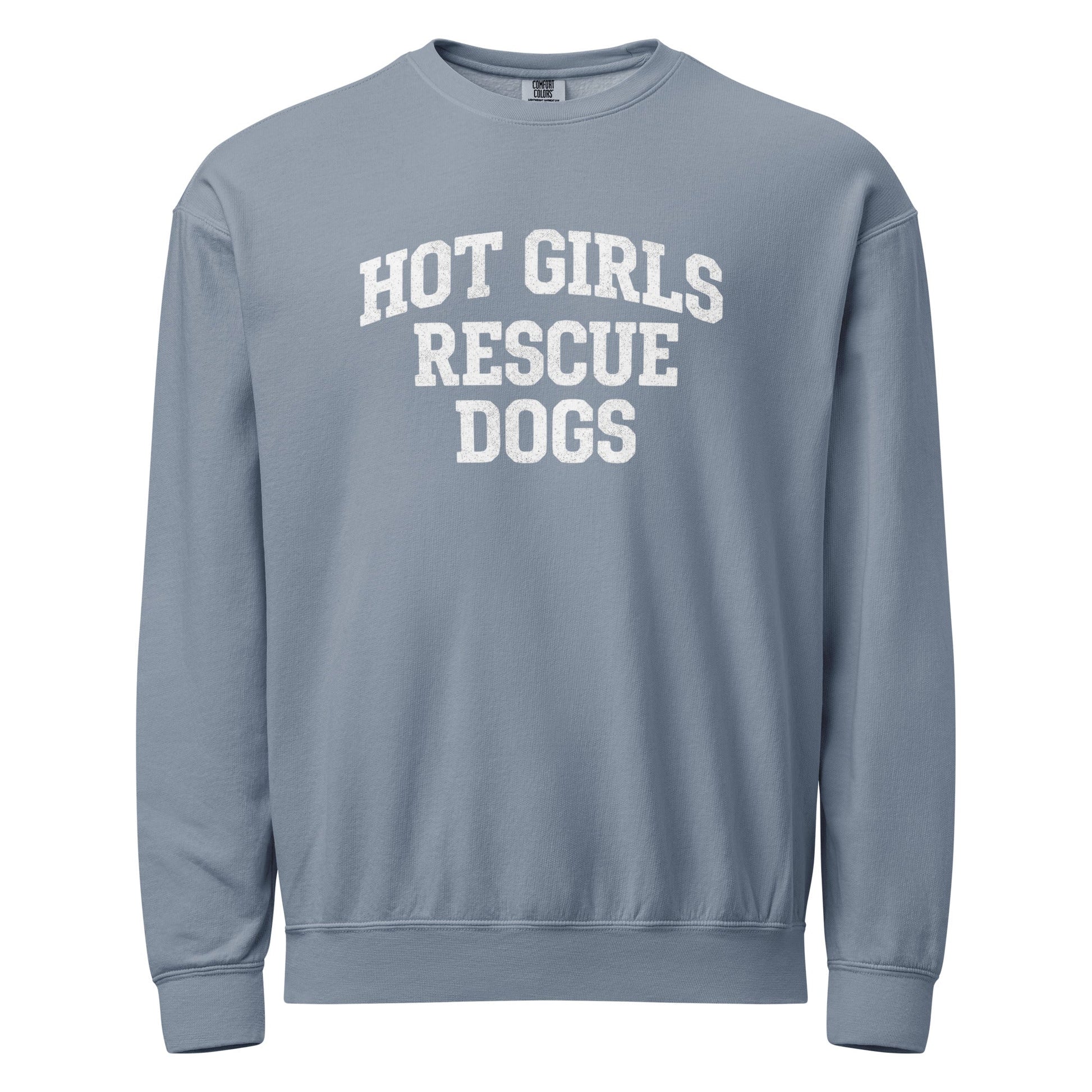 Hot Girls Rescue Dogs Varsity Print Crewneck - Mutty Prints
