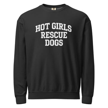 Hot Girls Rescue Dogs Varsity Print Crewneck - Mutty Prints