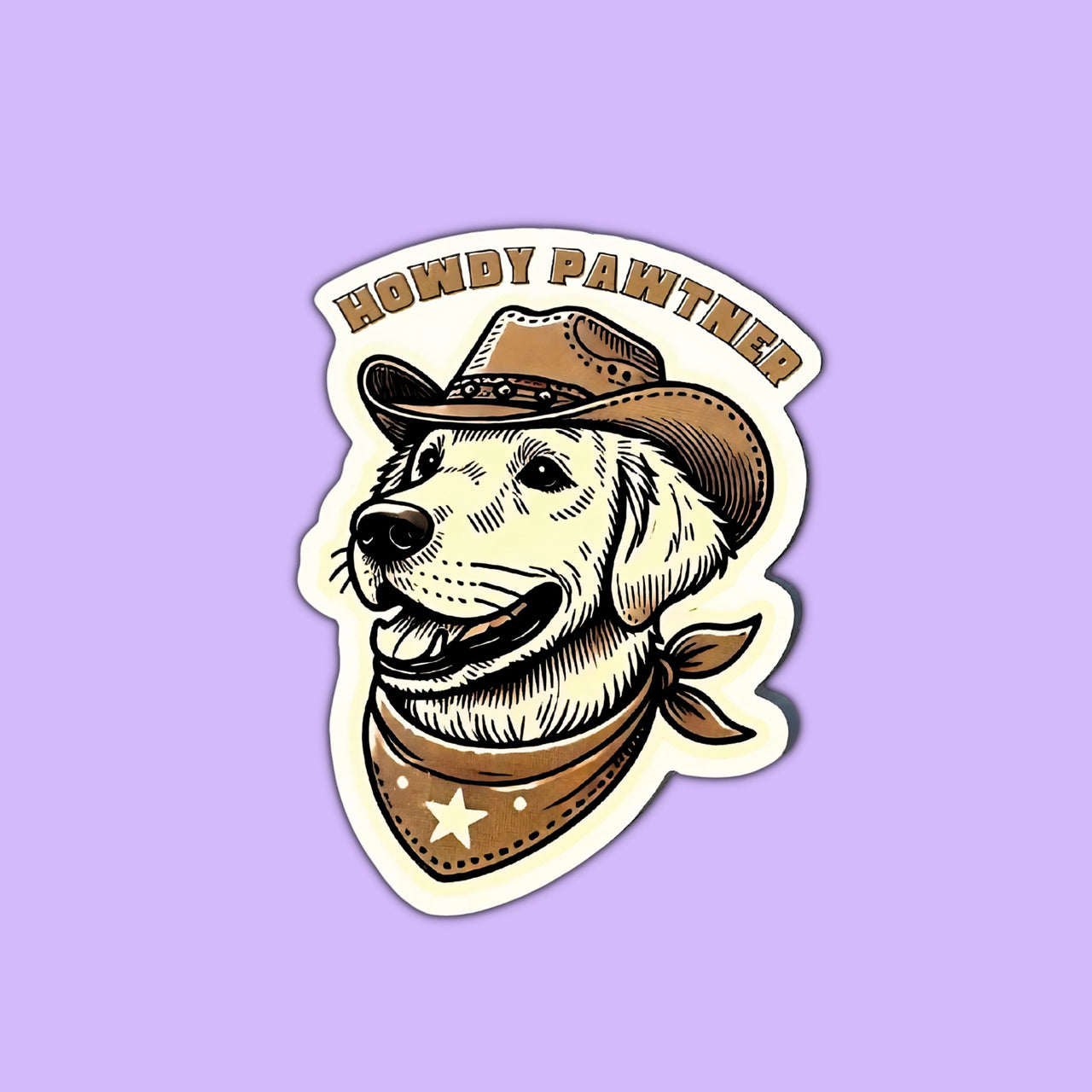 Howdy Pawtner Dog Sticker - Mutty Prints