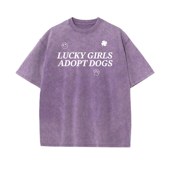 Lucky Girls Adopt Dogs Tee - Mutty Prints