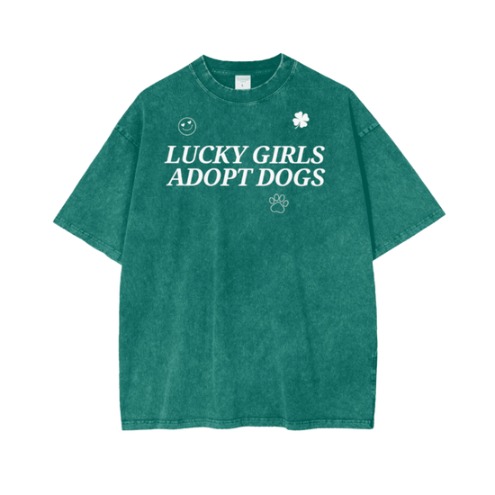 Lucky Girls Adopt Dogs Tee - Mutty Prints
